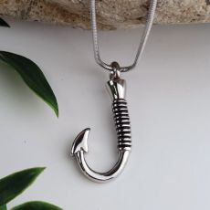 Fishing Hook Cremation Ash Urn Necklace