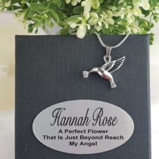 Silver Bird Urn Cremation Ash Necklace in Personalised Box