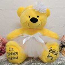 21st Birthday  Ballerina Teddy Bear 40cm Plush Yellow
