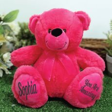 Personalised Message Bear 30cm Hot Pink