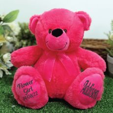 Flower Girl Teddy Bear 30cm Hot Pink