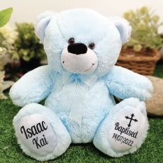 Baptism Personalised Teddy Bear 30cm Light Blue