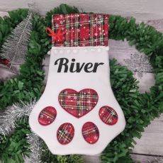 Personalised Pet Christmas Stocking- Red Plaid