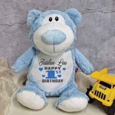 Big Blue 1st Birthday Bear Cubbie Plush