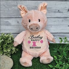 1st Birthday Pig Plush Cubbie 40cm