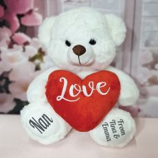 Nana Teddy Bear With Red Heart White 30cm