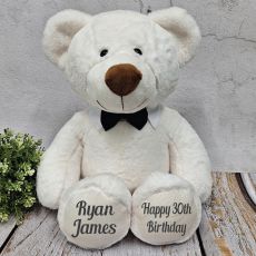 30th Birthday Teddy Bear Gordy Black Tie 40cm