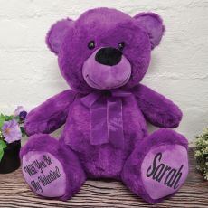 Valentines Day Teddy Bear 40cm Purple Plush