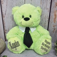 Lime Birthday Bear with Black Tie 30cm