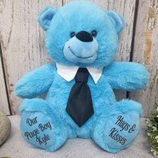Blue Page Boy Bear with Black Tie 30cm