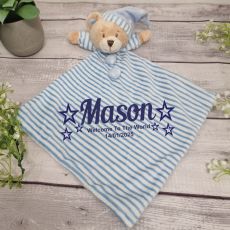 Personalised Baby Boy Comforter Cuddles Blue