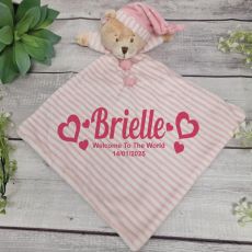 Personalised Baby Girl Comforter Cuddles Pink