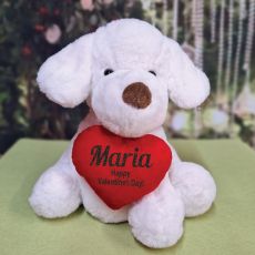 Personalised Valentines Day Plush Dog With Red Heart