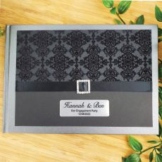 Personalised Engagement Guest Book Keepsake Album-Baroque Black