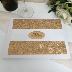 50th Birthday Guest Book Album Embossed Gold