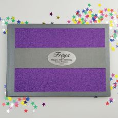 16th Birthday Personalised  Glitter Guest Book- Purple
