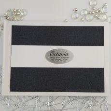 Personalised 50th Birthday Guest Book- Black Glitter