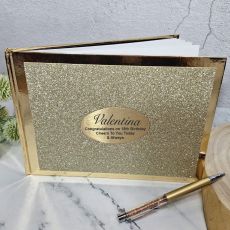 Personalised 18th Birthday Guest Book Album Gold Glitter