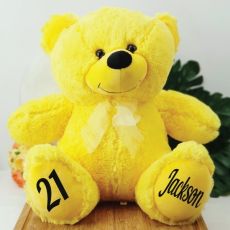 Personalised 21st Birthday Teddy Bear 40cm Plush  Yellow